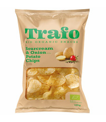 Trafo Sauerrahm-Zwiebel-Kartoffelchips (Bio) – 125g (BBE : Nov 2023)
