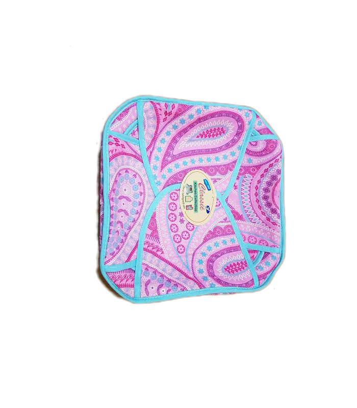 Traditional Roti Box - Bread Cover - Pink Pattern with Blue Outline Traditional Roti Box - Bread Cover - Pink Pattern with Blue Outline